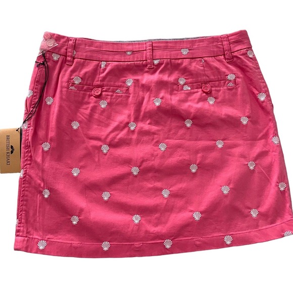 British Khaki Skirt Womens 10 Pink Mini Beach Shell Travel Pockets Stretch - Picture 2 of 4